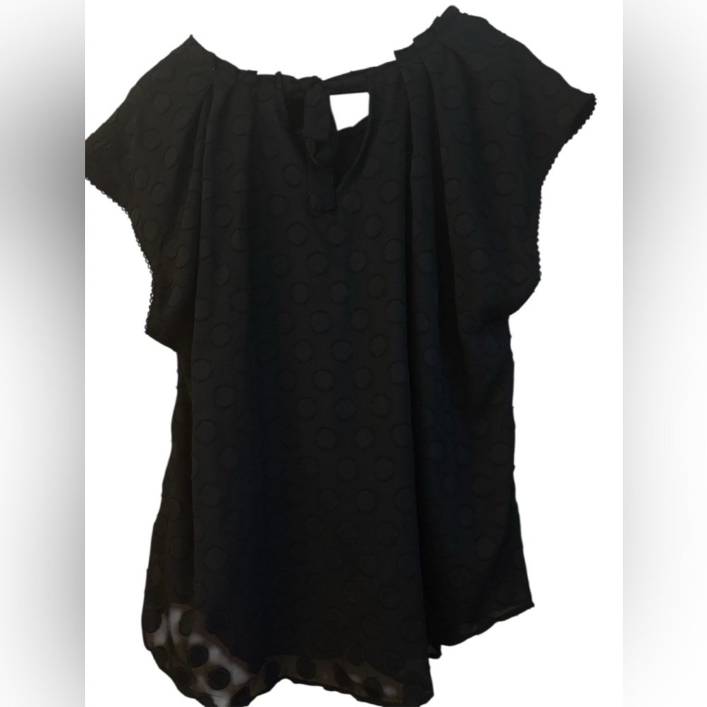 Ladies XXL Lauren Conrad Black Polkadot Cap Sleeve Blouse with Liner